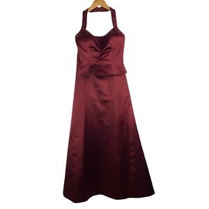 Donna Gray women’s red wine Embroidered ball gown 2 pieces halter top Skirt 2